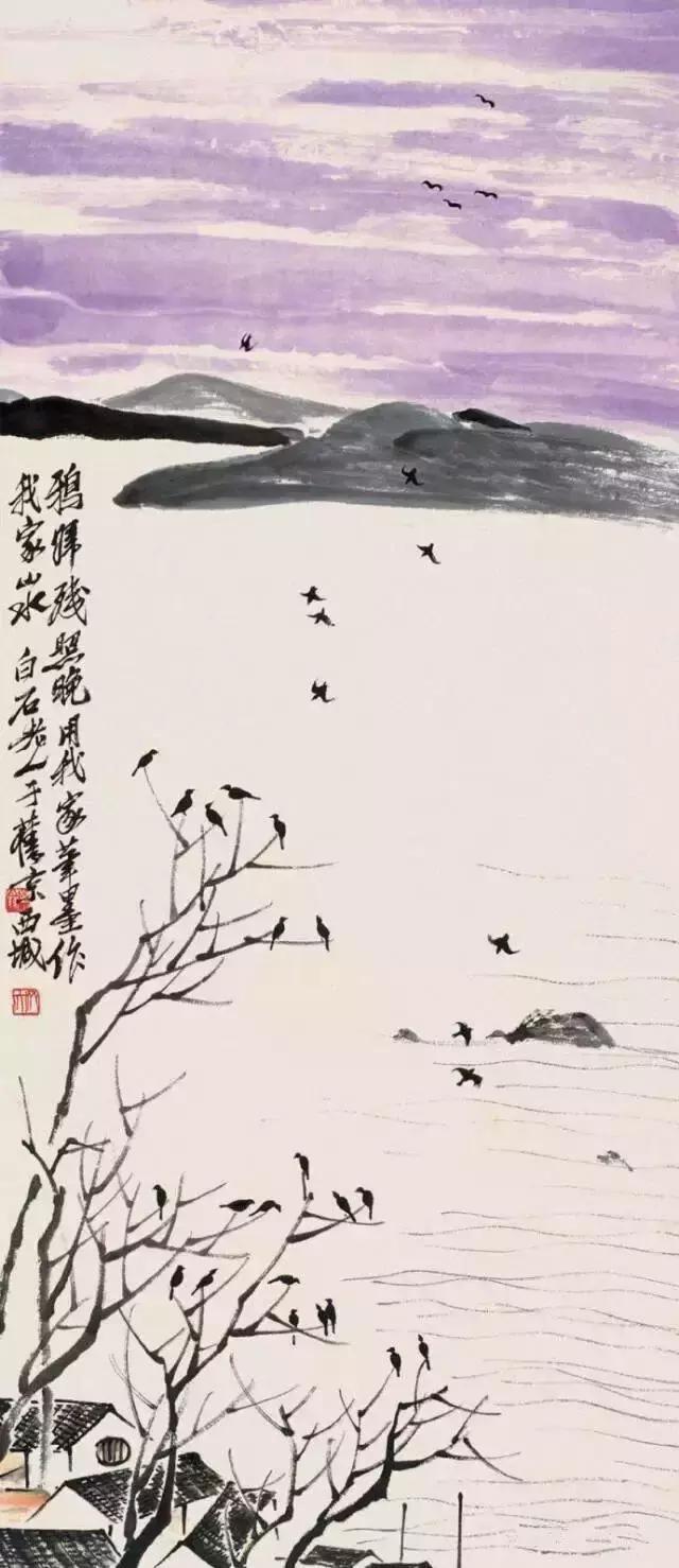 瀑布山水画图片，齐白石经典山水画瀑布
