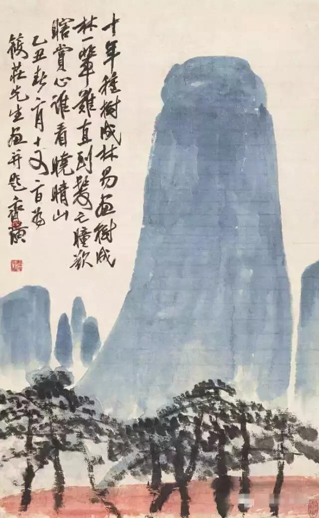 瀑布山水画图片，齐白石经典山水画瀑布