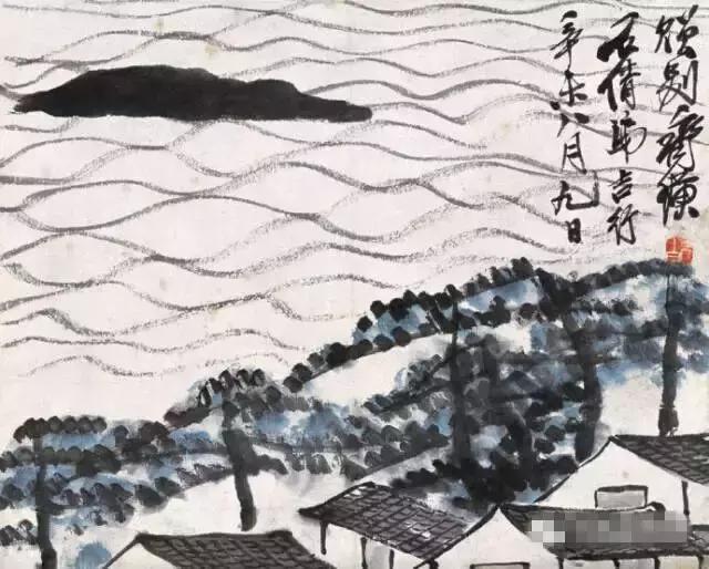 瀑布山水画图片，齐白石经典山水画瀑布