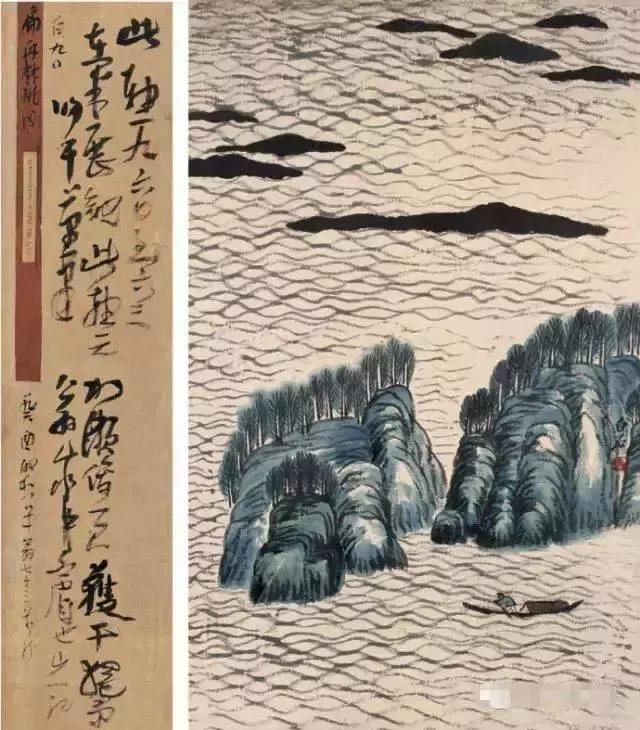 瀑布山水画图片，齐白石经典山水画瀑布