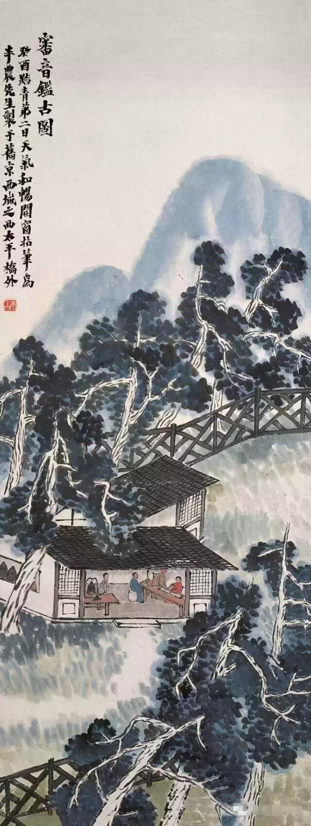 瀑布山水画图片，齐白石经典山水画瀑布
