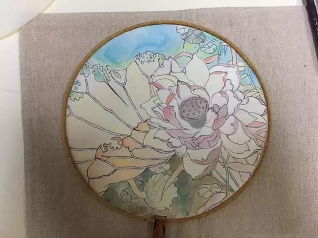 团扇图案手绘图片，手绘团扇简单（执一轮小扇轻扑流萤）