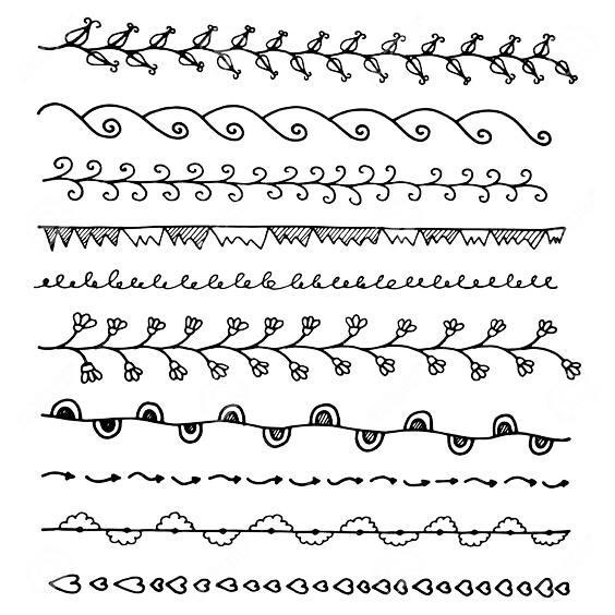 简洁风黑白手帐手抄报排版，150种花纹边框素材