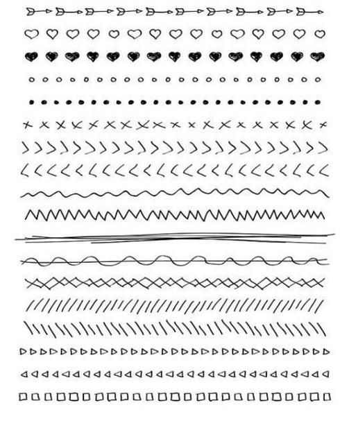 简洁风黑白手帐手抄报排版，150种花纹边框素材