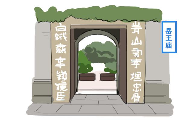 岳飞墓前的四个人是谁，岳飞墓前本有五个铁人