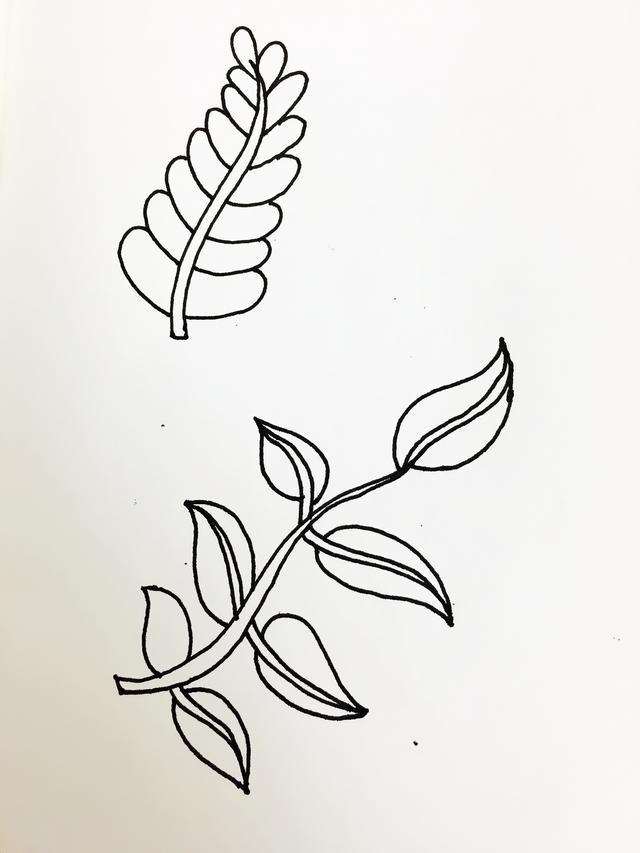 简单的手账手绘简笔画可爱，这两种小叶子简笔画太容易就能学会了吧