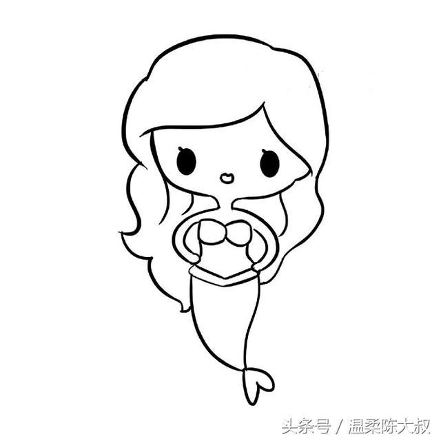 一年级美人鱼公主画,100种女生可爱简笔画卡通
