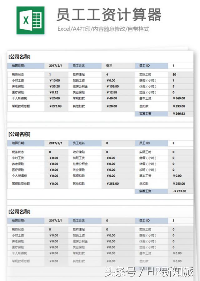 工资计算实用模板，工资表转成工资条