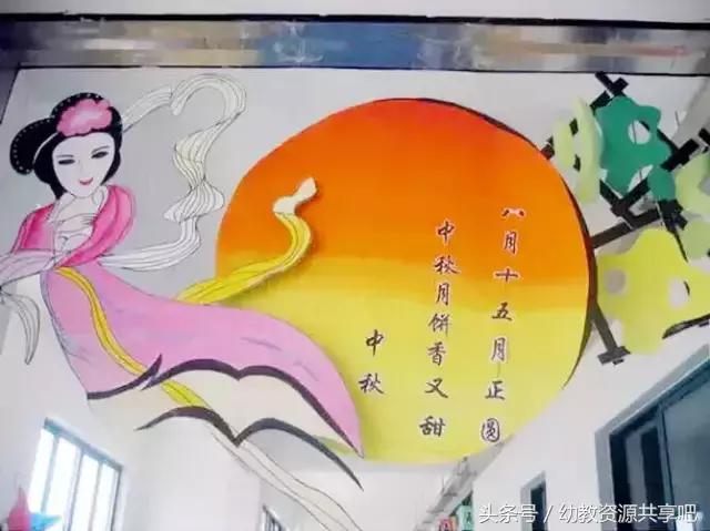 幼儿园中秋节主题墙，幼儿园元旦主题墙创意手工简单