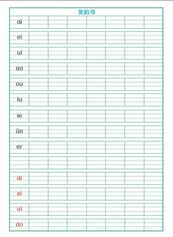 拼音四线三格模板，拼音四线三格模板word（最全的汉语拼音记忆方法+书写格式）