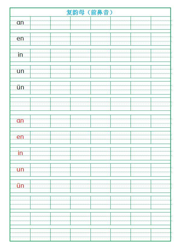拼音四线三格模板，拼音四线三格模板word（最全的汉语拼音记忆方法+书写格式）