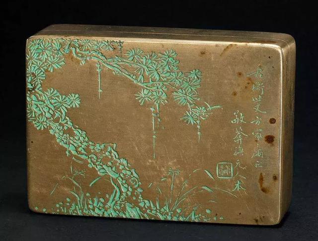 铜墨盒真品价格表，清代白铜清供墨盒