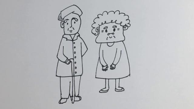 爷爷奶奶简笔画，爷爷奶奶怎么画简笔画又好看（孝敬老人简笔画.）
