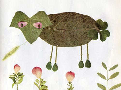 动物叶子画手工简单又好看，22款树叶创意动物画