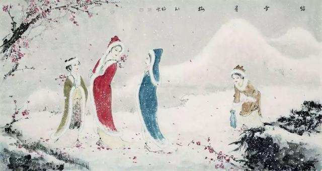 稚子弄冰诗配画，关于冬天的雪梅的古诗配画（帮孩子收藏的古诗配画模板）