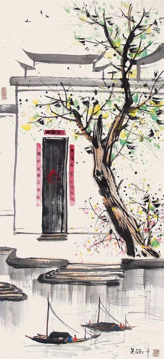 吴冠中江南水乡水墨画，江南水乡吴冠中水墨画（吴冠中笔下的别样江南）