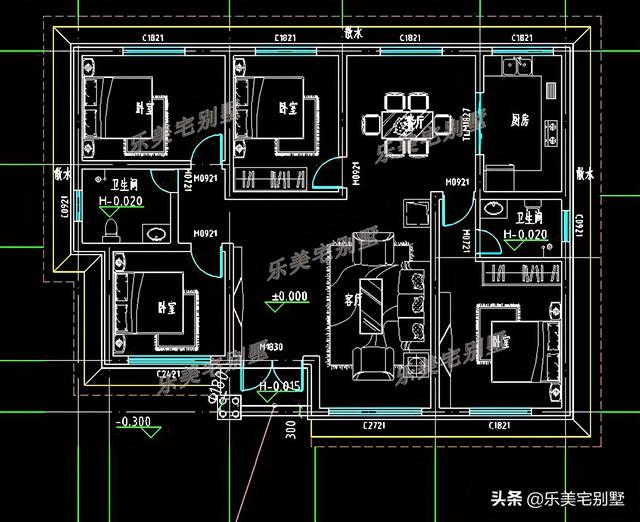 农村一层小别墅，农村小别墅一层平房图（低至13万的造价起建,最适合住家养老）