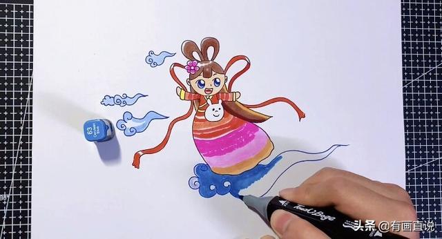 中秋节的嫦娥怎么画简单又漂亮，中秋节主题画第五款嫦娥画法