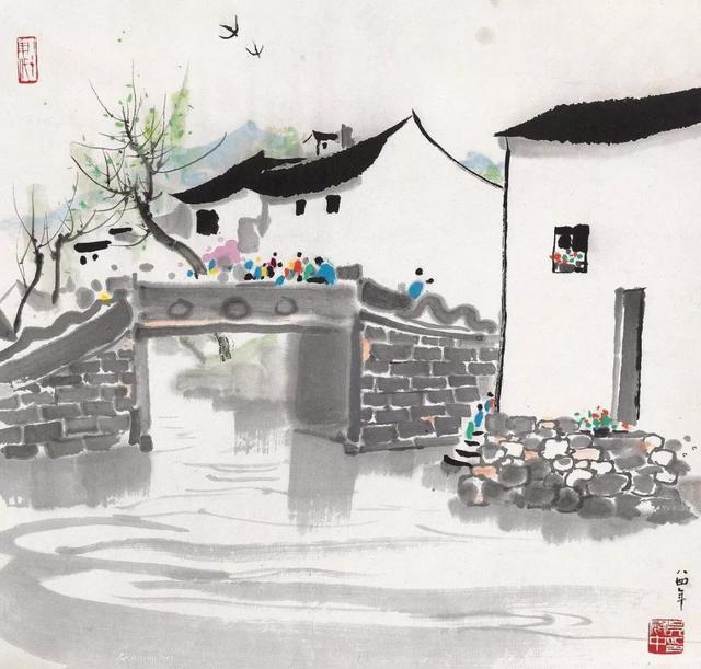 吴冠中江南水乡水墨画，江南水乡吴冠中水墨画（吴冠中笔下的别样江南）