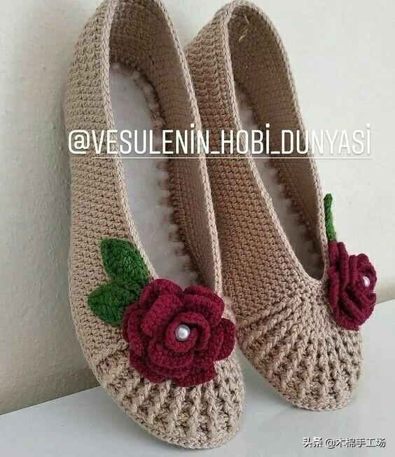 钩鞋子教程从头到尾纯色，像我这样手工钩编一双