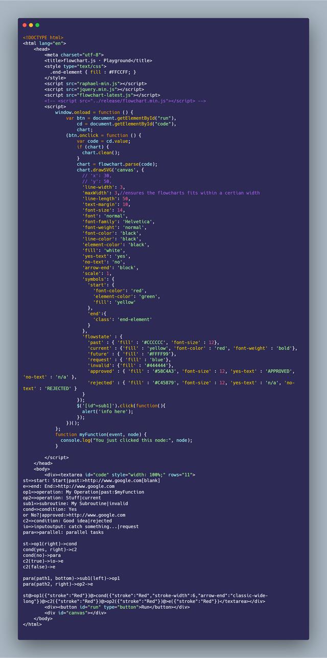 flowchart流程图，以文本的语法在浏览器或终端构造流程图