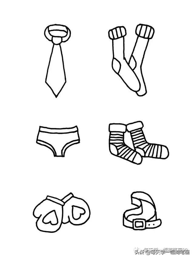 简笔画衣服教程手绘，每天学一幅简笔画--卡通衣服服装简笔画手绘插画手账素材大全