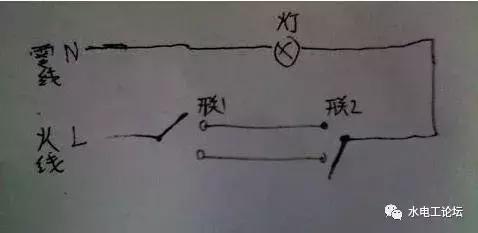 一灯单控三控实物接线图，一灯单控、双控、三控