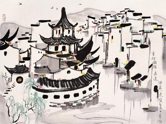 吴冠中江南水乡水墨画，江南水乡吴冠中水墨画（吴冠中笔下的别样江南）