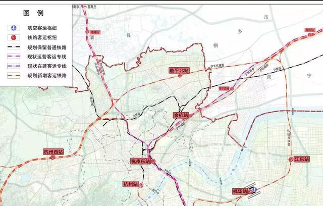 沪乍杭铁路余杭段走向图，全长22公里，最快明年动工