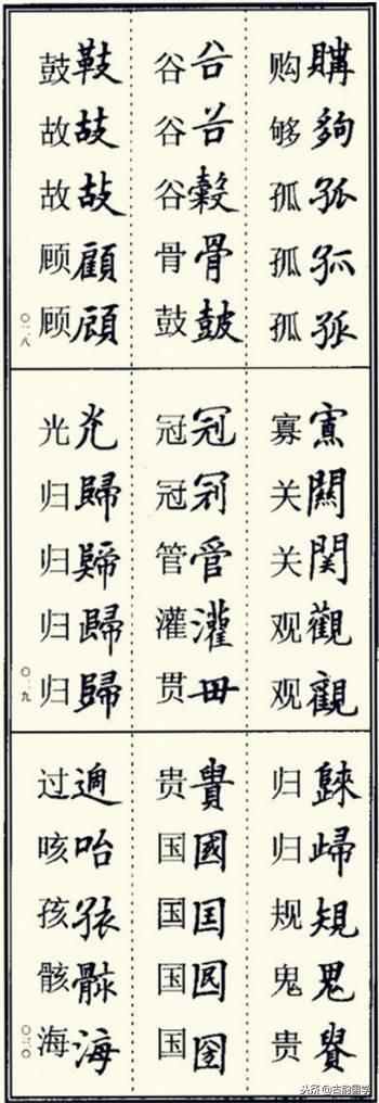楷书异体字大全，写楷书最常用的986个异体字