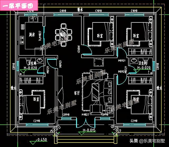 农村一层小别墅，农村小别墅一层平房图（低至13万的造价起建,最适合住家养老）