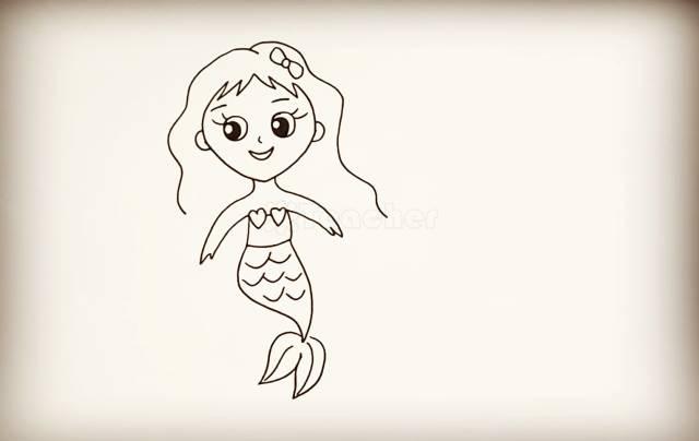 小美人鱼怎么画，美人鱼简笔画教程简单好看（简简单单，教你画一个美人鱼）