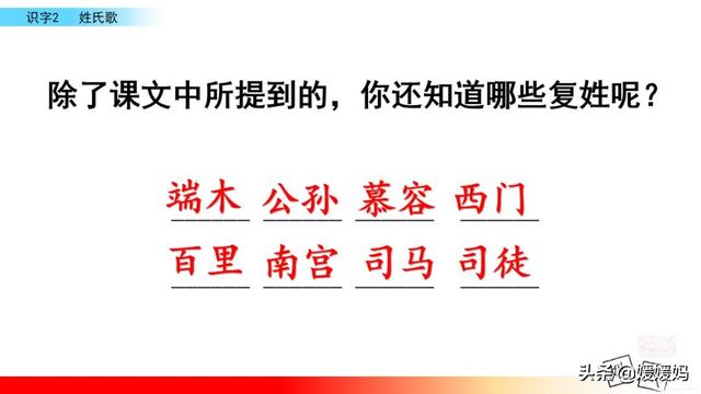 小学一年级语文下册识字2姓氏歌，最好听的语文，《姓氏歌》