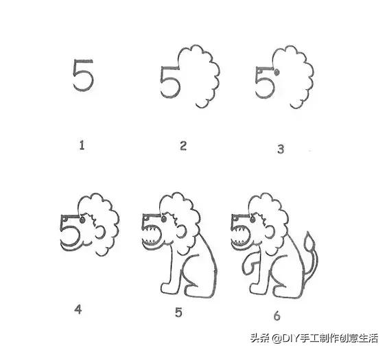 数字动物简笔画，数字小动物简笔画简单又漂亮（用数字1到6画各种小动物）