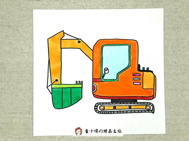 怎么画挖掘机，马克笔课程挖掘机