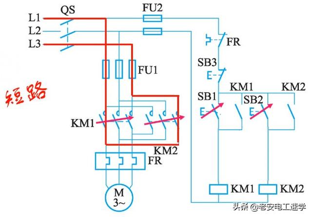 电机正反转控制电路图，电动机正反转自锁互锁电路图