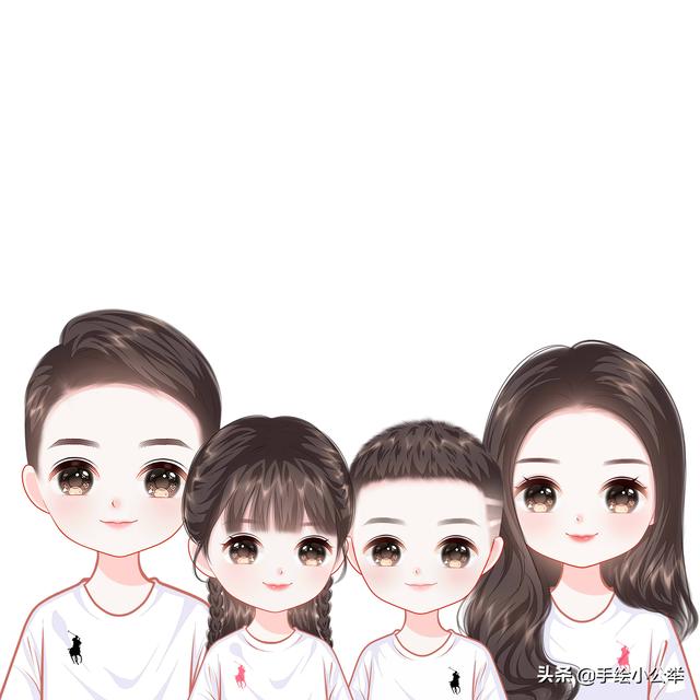 简单的全家福卡通头像，一家四口q版全家福头像