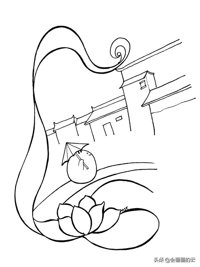 小溪上的桥如何画简笔画，简笔画过程图遇见一座城