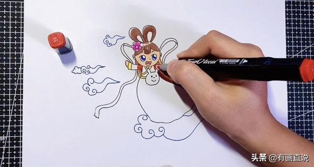 中秋节的嫦娥怎么画简单又漂亮，中秋节主题画第五款嫦娥画法