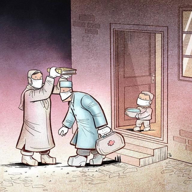 手绘漫画谢医护图片 送给医生的礼物图画