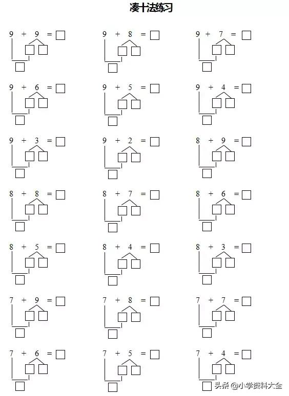 小学数学的凑十法和借十法口诀，凑十法和破十法让计算变简单