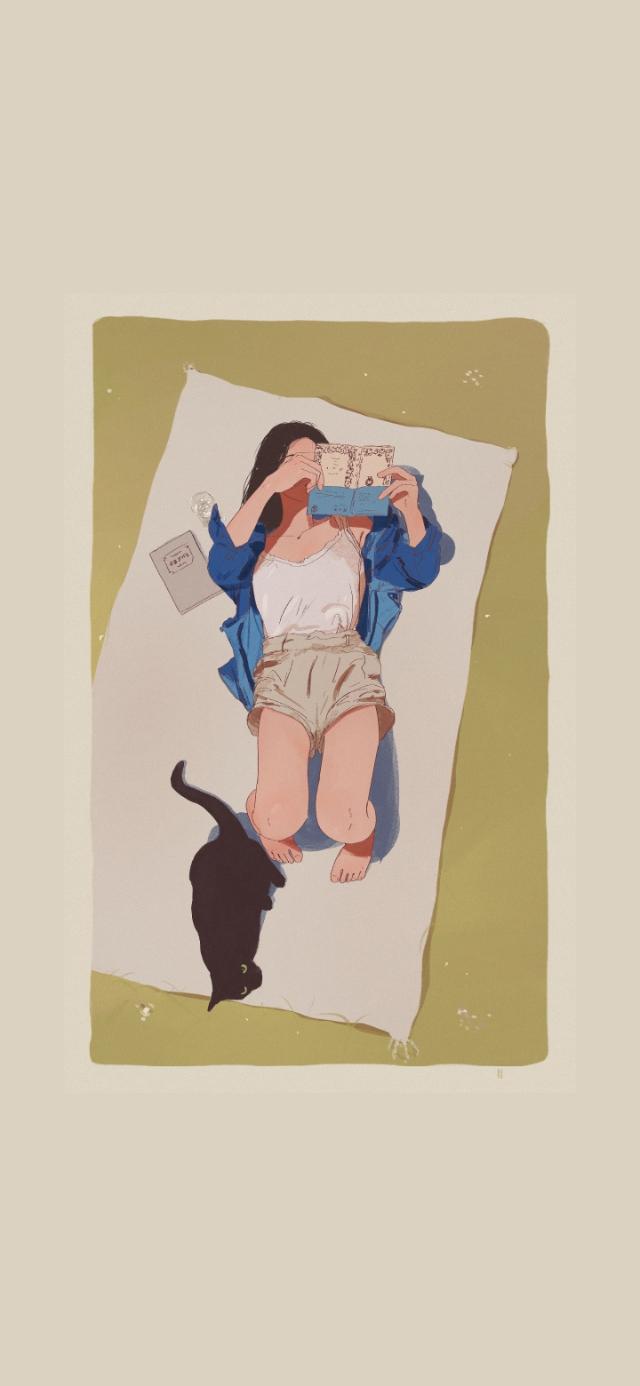 手绘黑白小插画壁纸，黑白风格插画壁纸