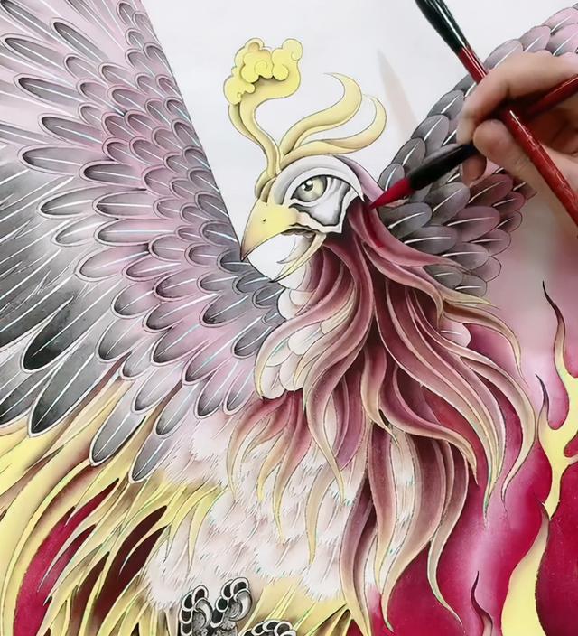 民间高手画凤凰，用毛笔画凤凰怎么画简单