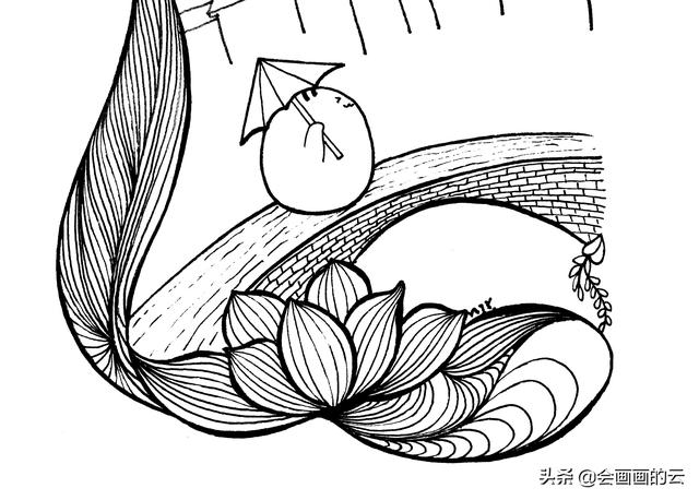 小溪上的桥如何画简笔画，简笔画过程图遇见一座城