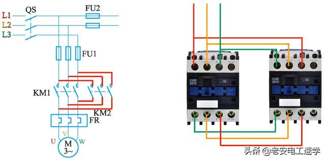 电机正反转控制电路图，电动机正反转自锁互锁电路图