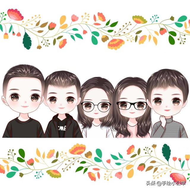 简单的全家福卡通头像，一家四口q版全家福头像