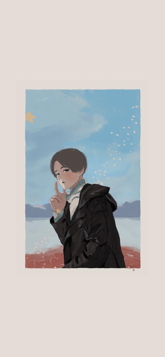 手绘黑白小插画壁纸，黑白风格插画壁纸