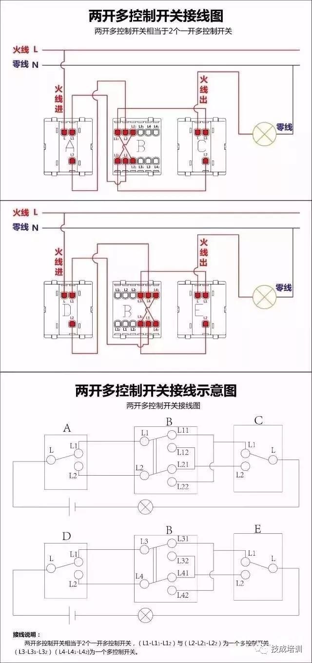 回路开关接线图，断路器接触器控制回路线路图（电工必备，电路图与接线图大全）