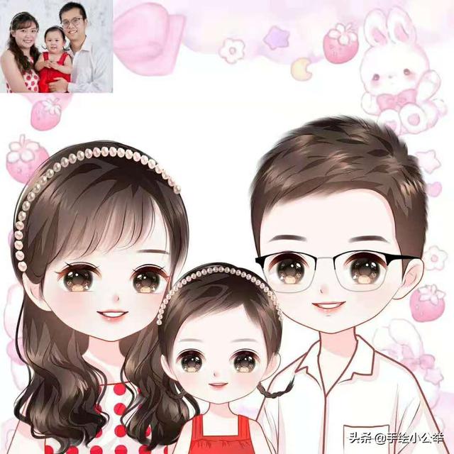 简单的全家福卡通头像，一家四口q版全家福头像