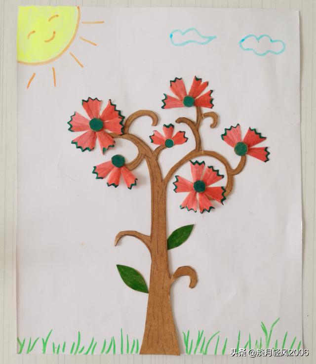 diy手工儿童贴画，带孩子一起用铅笔屑做贴画